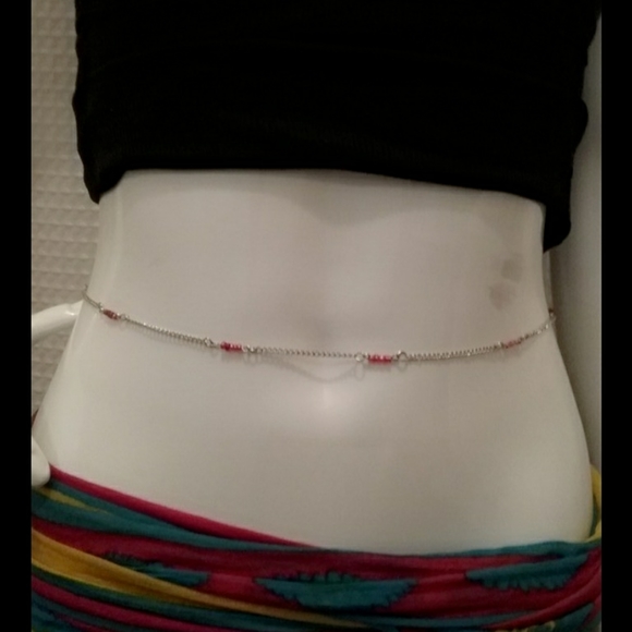 Women Waist Chain, Silver and Beads Chain - Picture 1 of 2